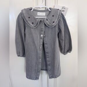 Zara Gray Kids button up dress with Embellished Collar